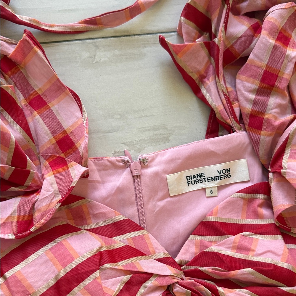 Diane Von Furstenberg Pink and Red Checkered Dress